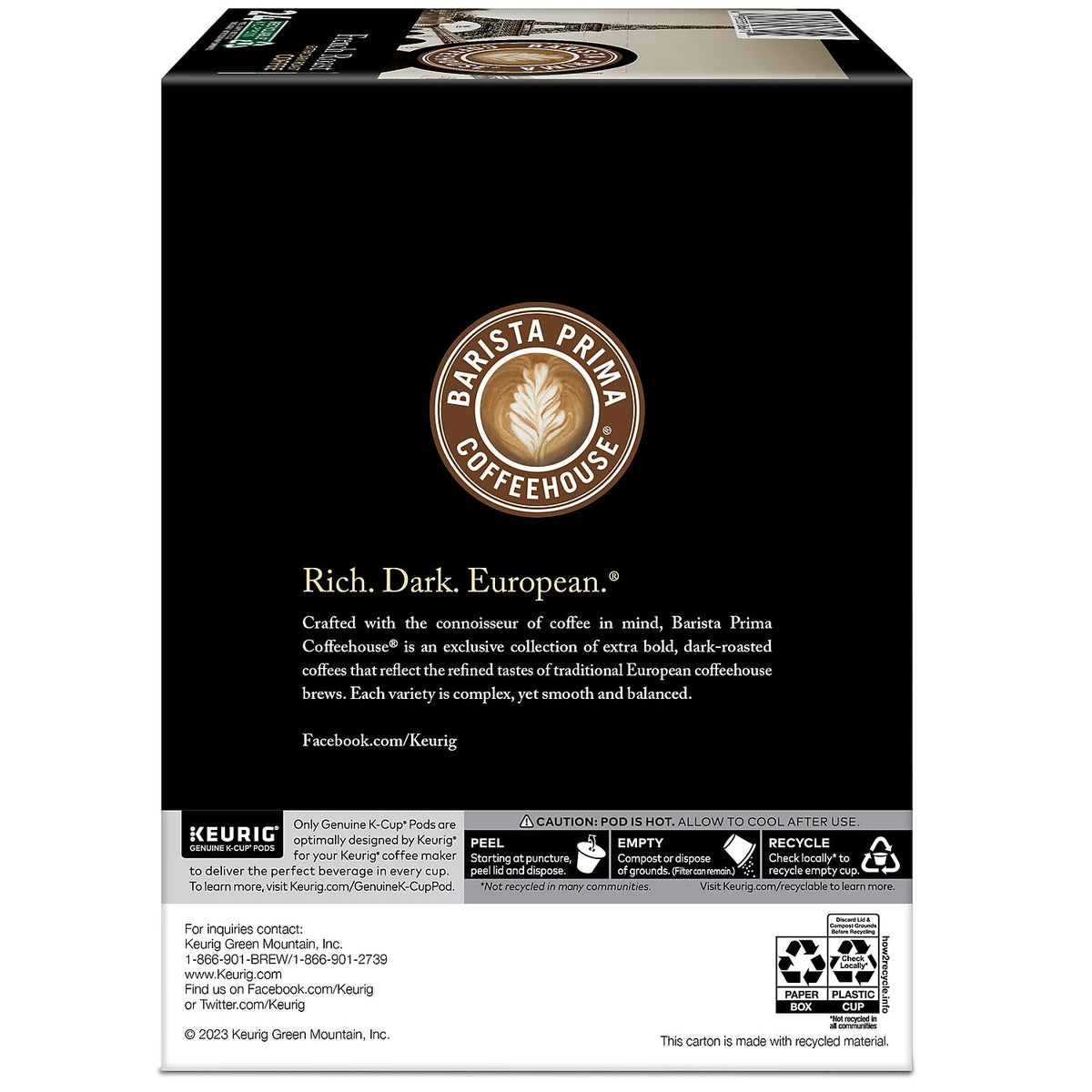Barista Prima Coffeehouse French Roast K-Cups – 96 ct | Bold European-Style Coffee Pods
