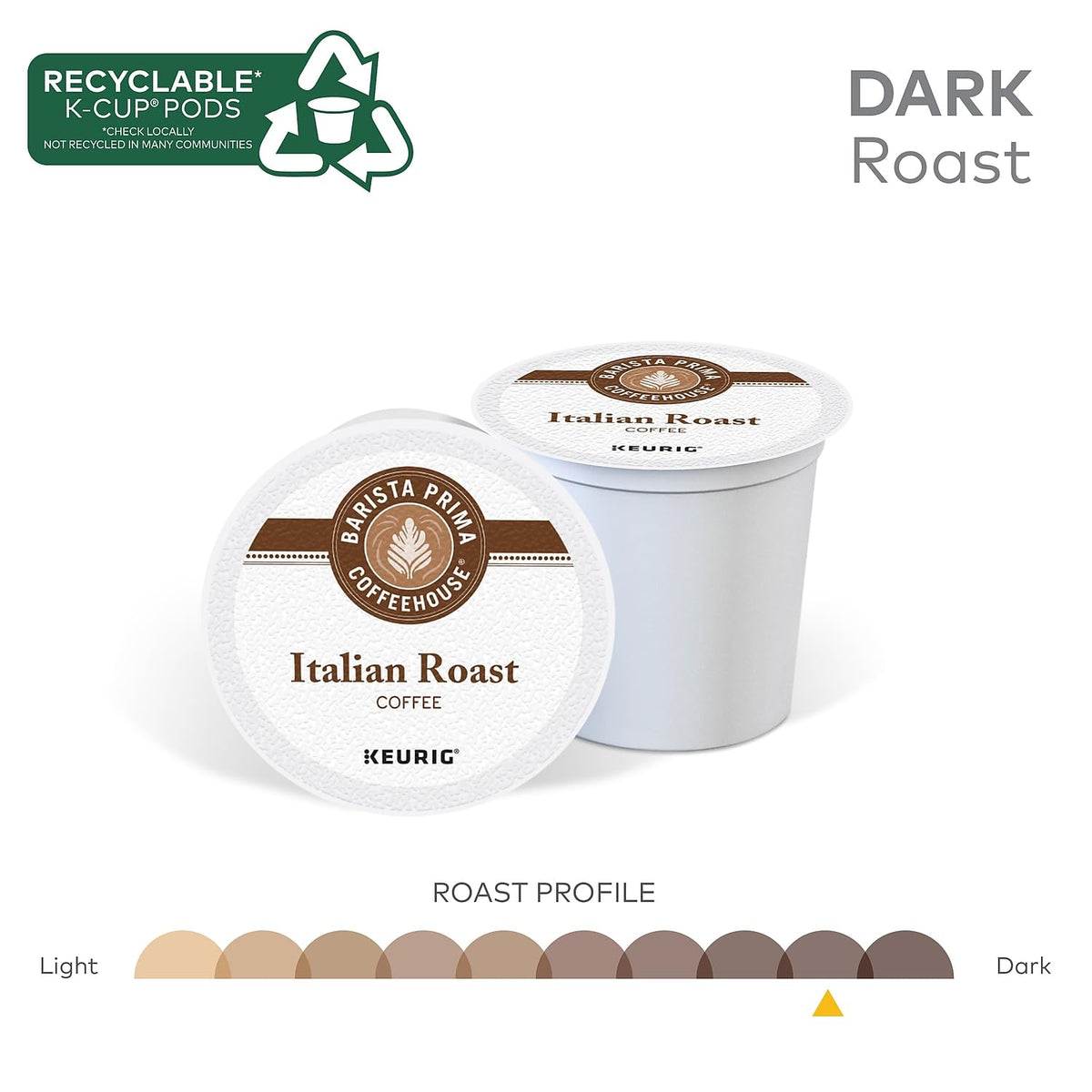 Barista Prima Italian Roast Coffee K-Cup Pods – Dark Roast, 96/Carton | Keurig Compatible