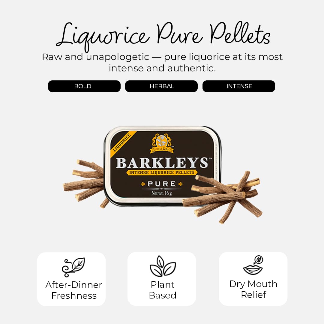 Barkleys Black Licorice Candy Pellets – Gluten Free & Vegan, Intense Licorice (12 Cans x 16 g)