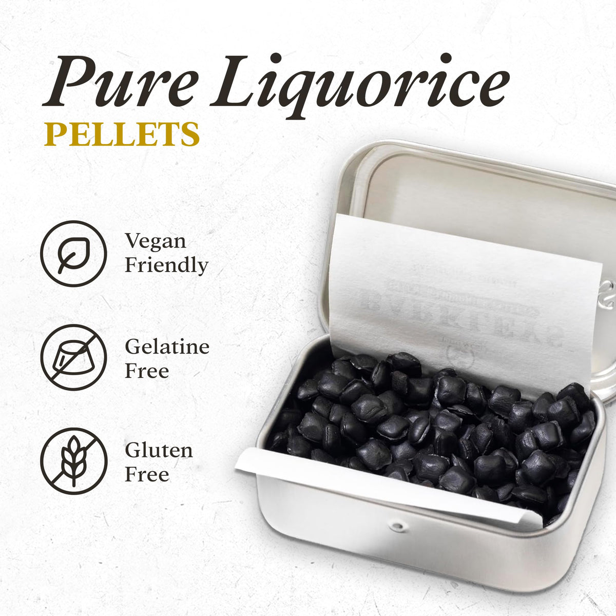 Barkleys Black Licorice Candy Pellets – Gluten Free & Vegan, Intense Licorice (12 Cans x 16 g)