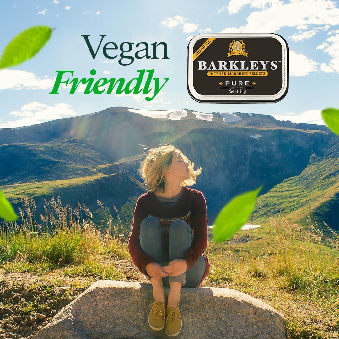 Barkleys Black Licorice Candy Pellets – Gluten Free & Vegan, Intense Licorice (12 Cans x 16 g)