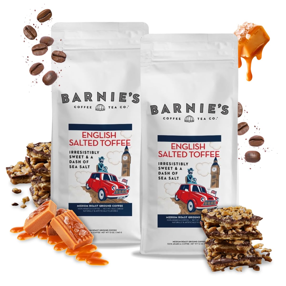 Barnie's Coffee English Salted Toffee Ground Coffee - Pack of 2 (Arabica, Medium Roast)