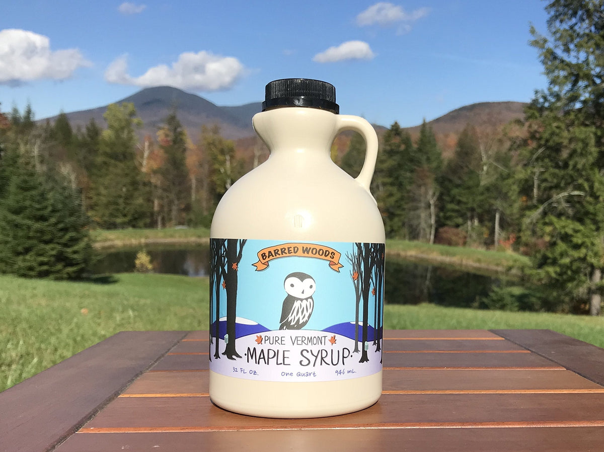 Barred Woods Organic Vermont Maple Syrup - Grade A Amber Rich, 32 oz Quart Jug