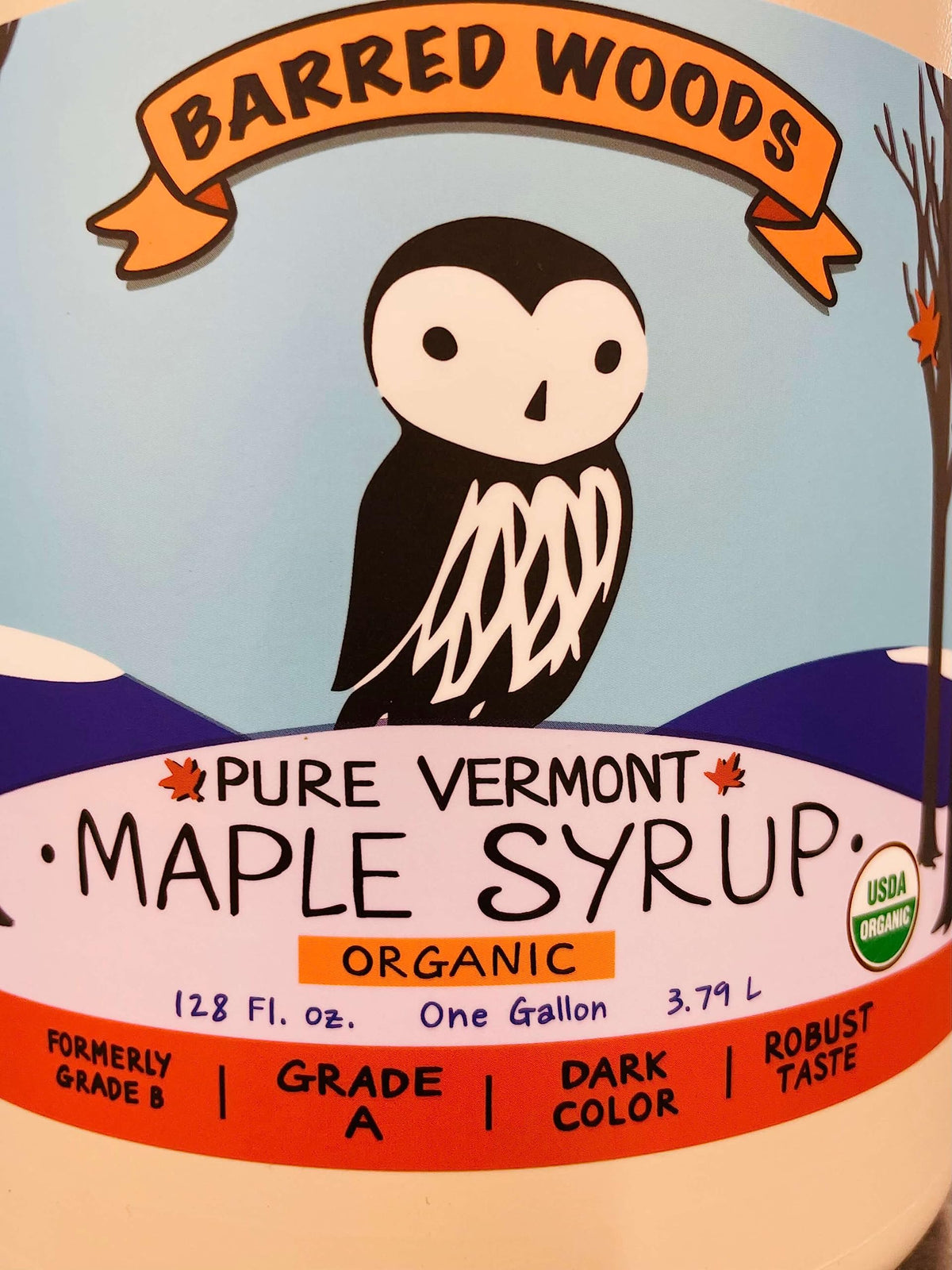 Barred Woods Organic Vermont Maple Syrup – Grade A Dark Robust, 32 oz, 100% Pure & All-Natural