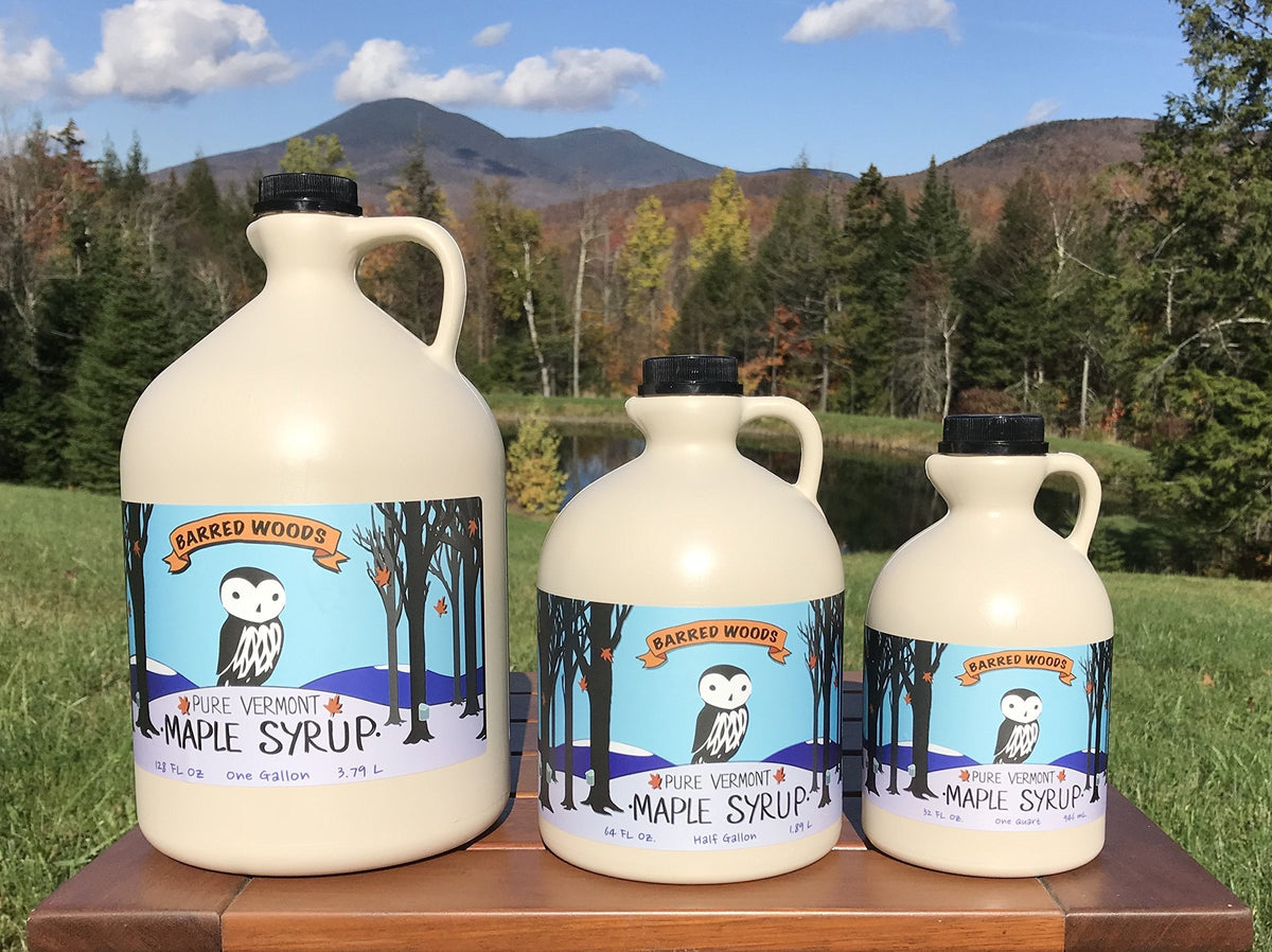 Barred Woods Organic Vermont Maple Syrup - Grade A Amber Rich, 32 oz Quart Jug