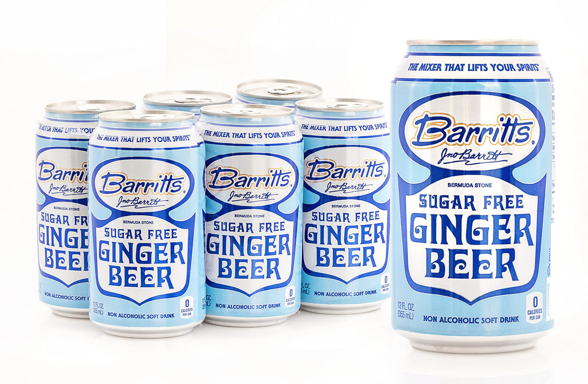 Barritt's Sugar Free Ginger Beer – Zero Sugar Mixer for Cocktails (12 Pack, 12 oz Cans)