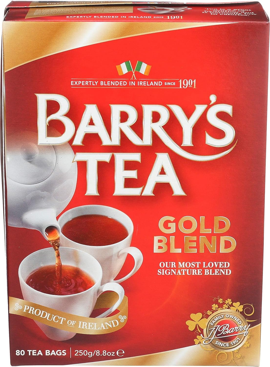 Barry's Gold Blend Tea Bags – 80 Count per Box (Pack of 6) | Blue Nile Foods