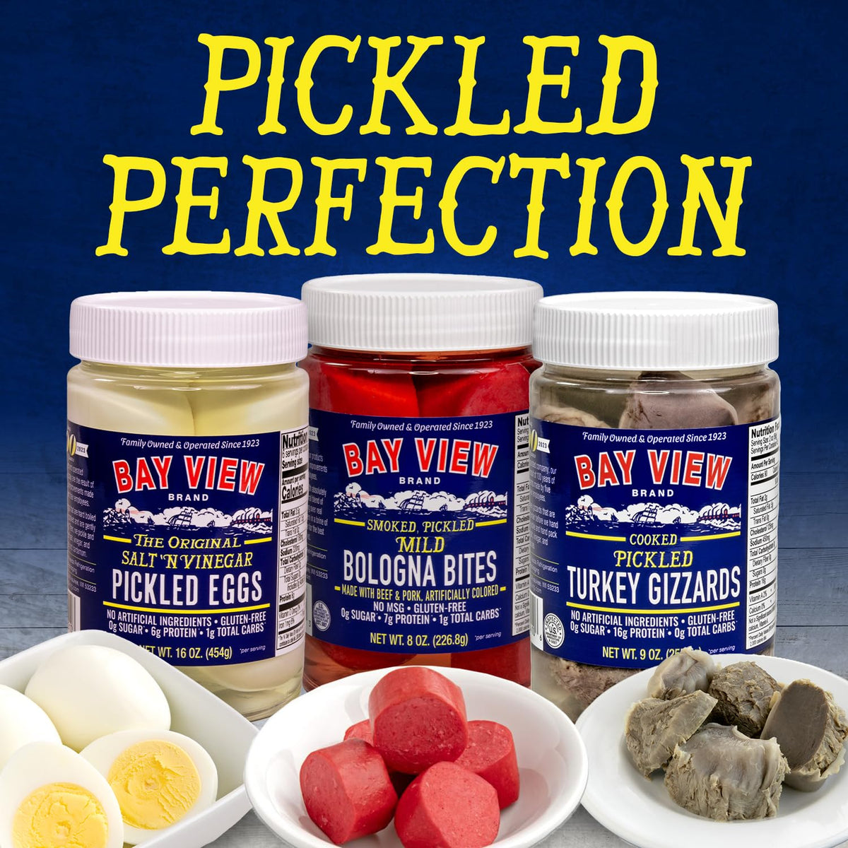 Bay View Brand Pickled Eggs – No Artificial Ingredients, Gluten-Free, 0g Sugar, 6g Protein (64oz, Red Hot)