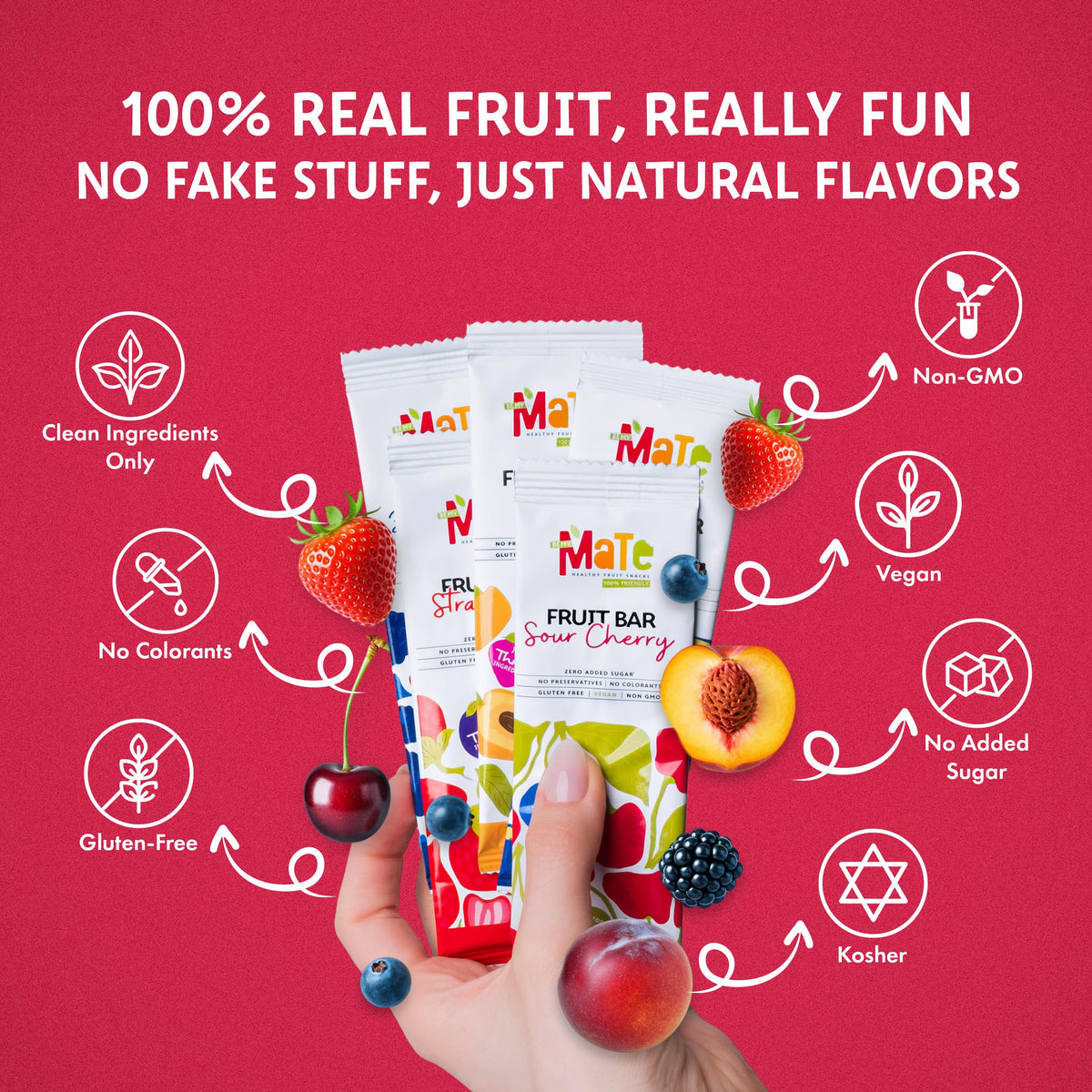 Mate Fruit Bars Variety Pack (40 Count) – 100% Real Fruit | BE MY MaTe