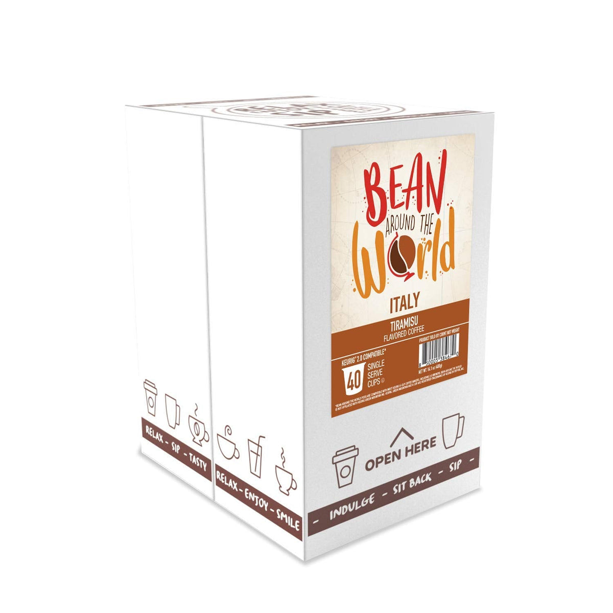 Bean Around The World Tiramisu Flavored Coffee – Keurig 2.0 Compatible, 40 Count
