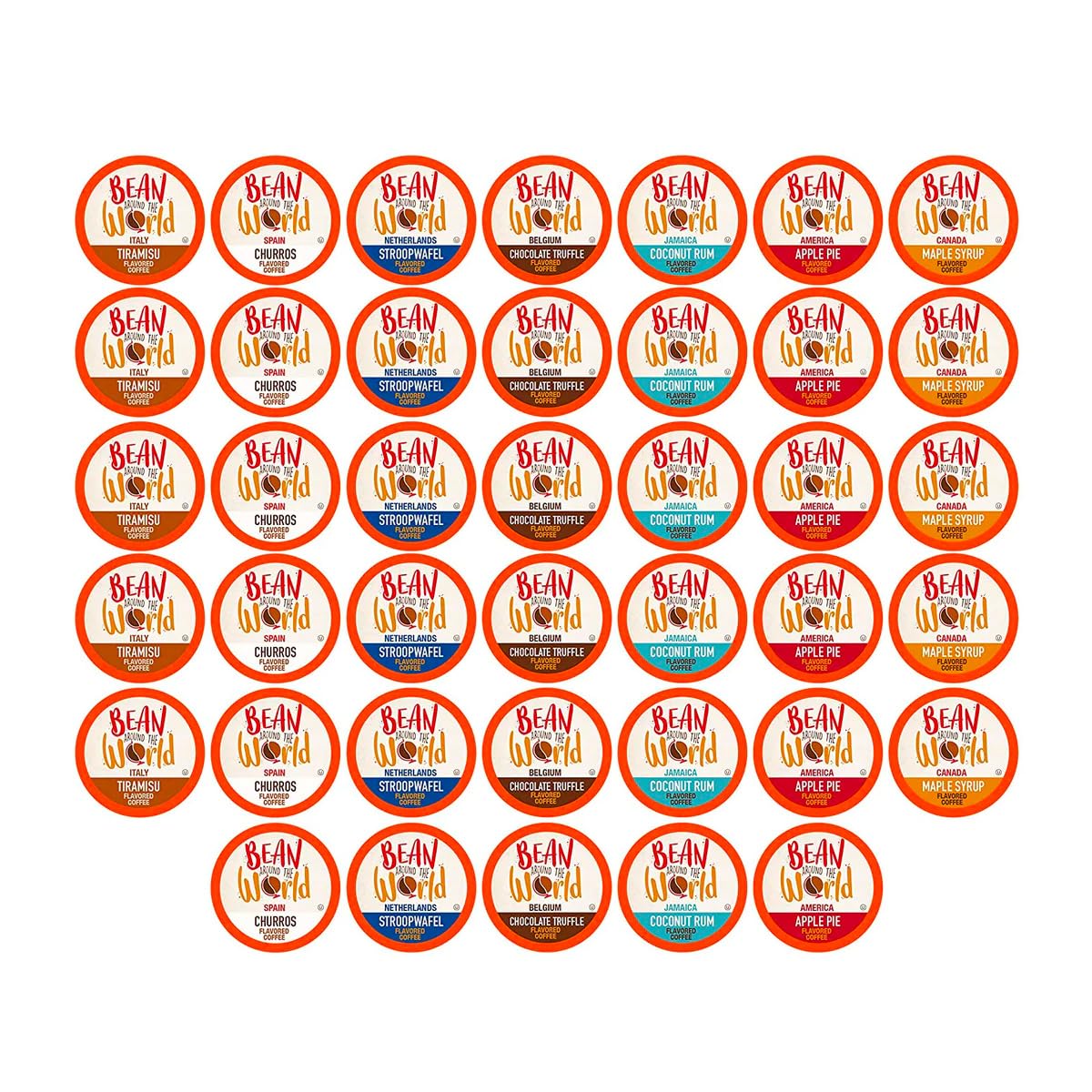 BEAN AROUND THE WORLD Flavored Coffee Variety Pack – 40 Count, Keurig 2.0 Compatible
