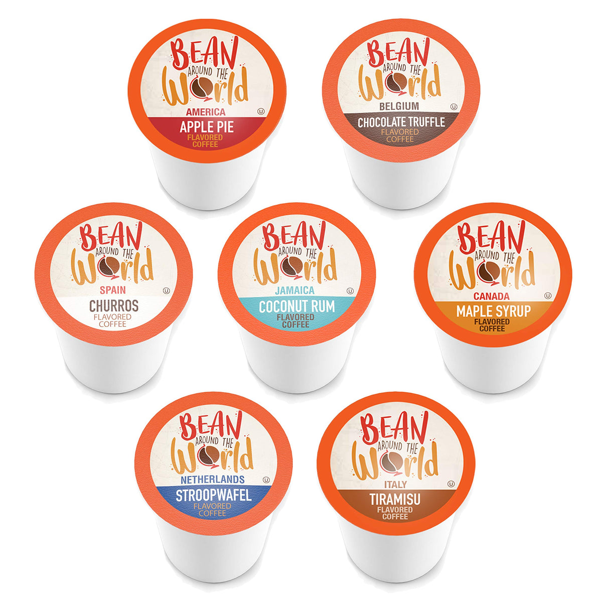 BEAN AROUND THE WORLD Flavored Coffee Variety Pack – 40 Count, Keurig 2.0 Compatible