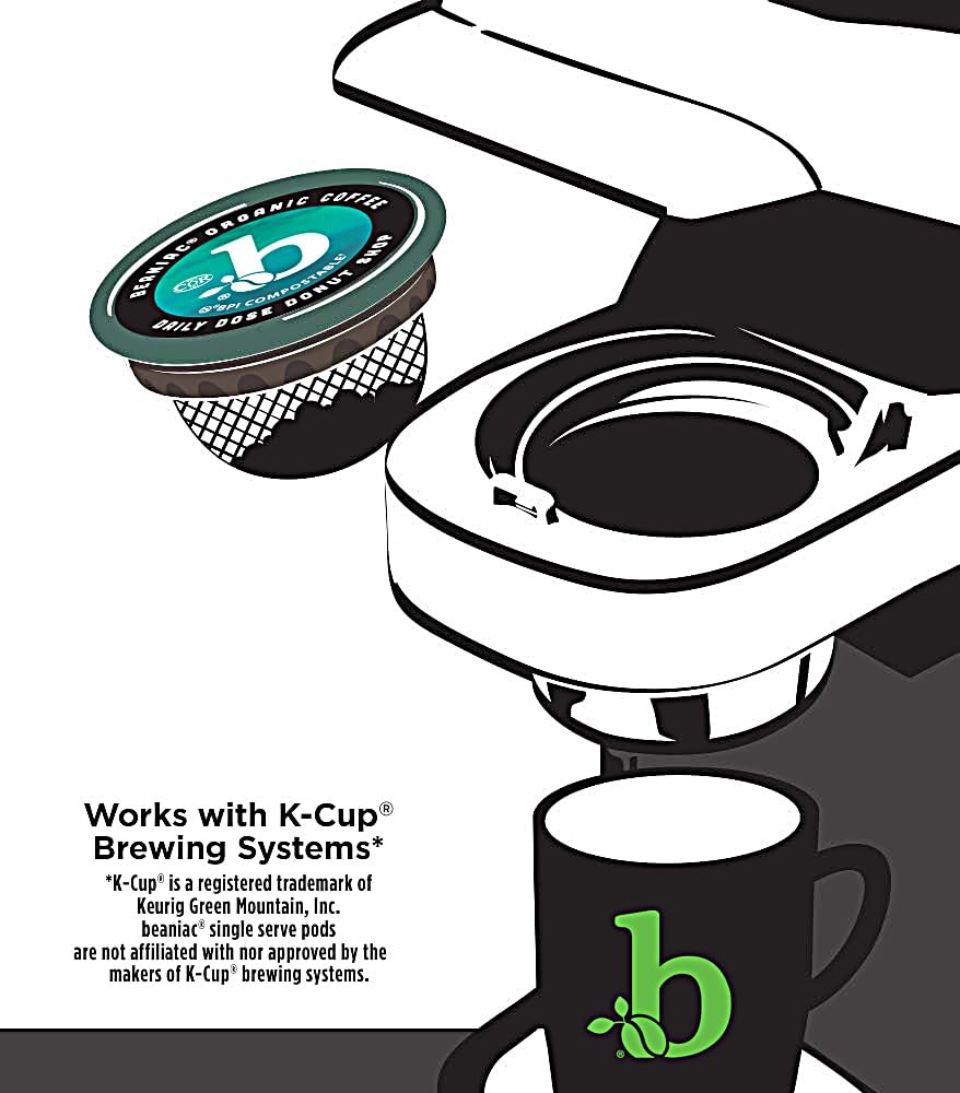 beaniac Organic Daily Dose Donut Shop Coffee Pods — Light Roast, Compostable K-Cups