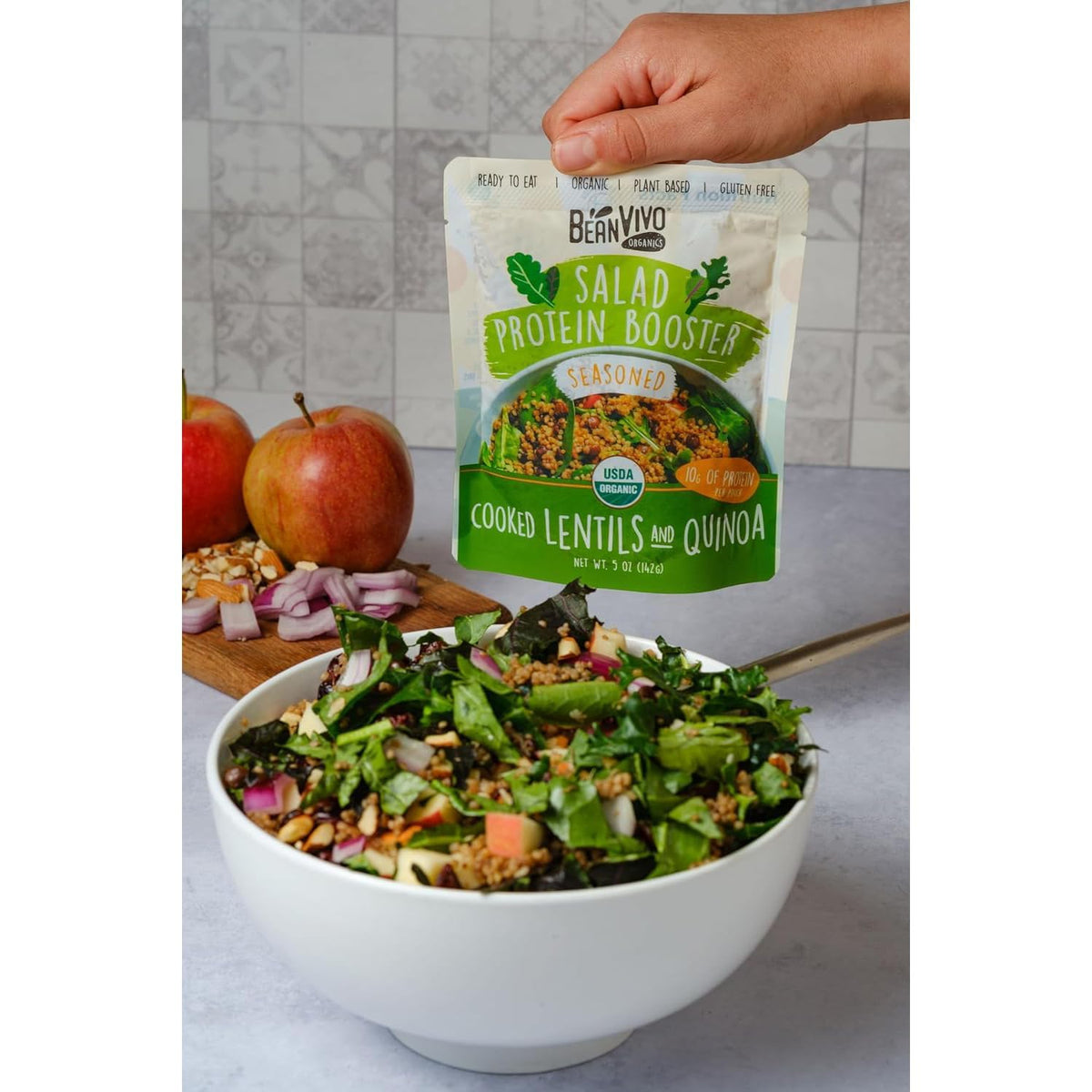 BeanVIVO 6-Pack Salad Protein Booster – Organic Lentils & Quinoa, 10g Plant Protein per 5oz pouch