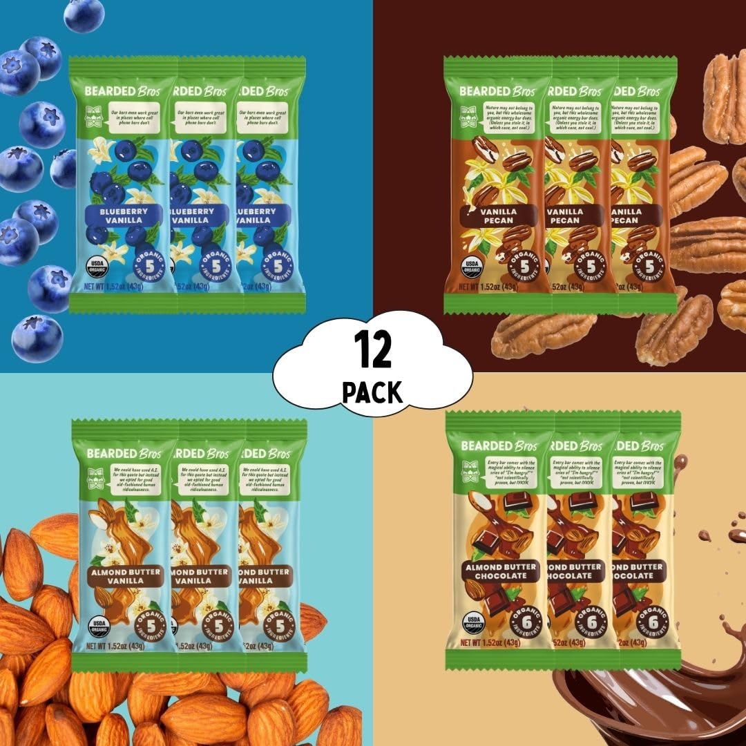 Bearded Brothers Organic Vegan Energy Bars — Gluten & Soy Free, Paleo, Whole30