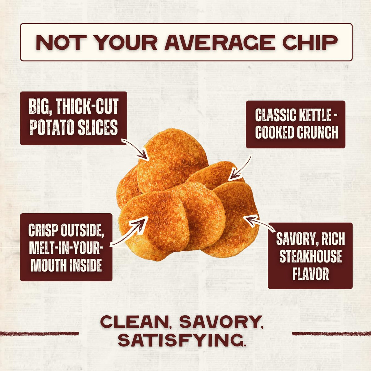 Beefy’s Own Beef Tallow Potato Chips – Gluten-Free Thick-Cut Kettle Chips (Barbecue, 3 x 5 oz)