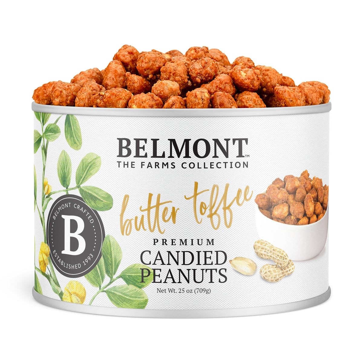 Belmont Peanuts Gourmet Butter Toffee Candied Peanuts, 25 oz | 4 Ingredients, No Preservatives, 3g Protein