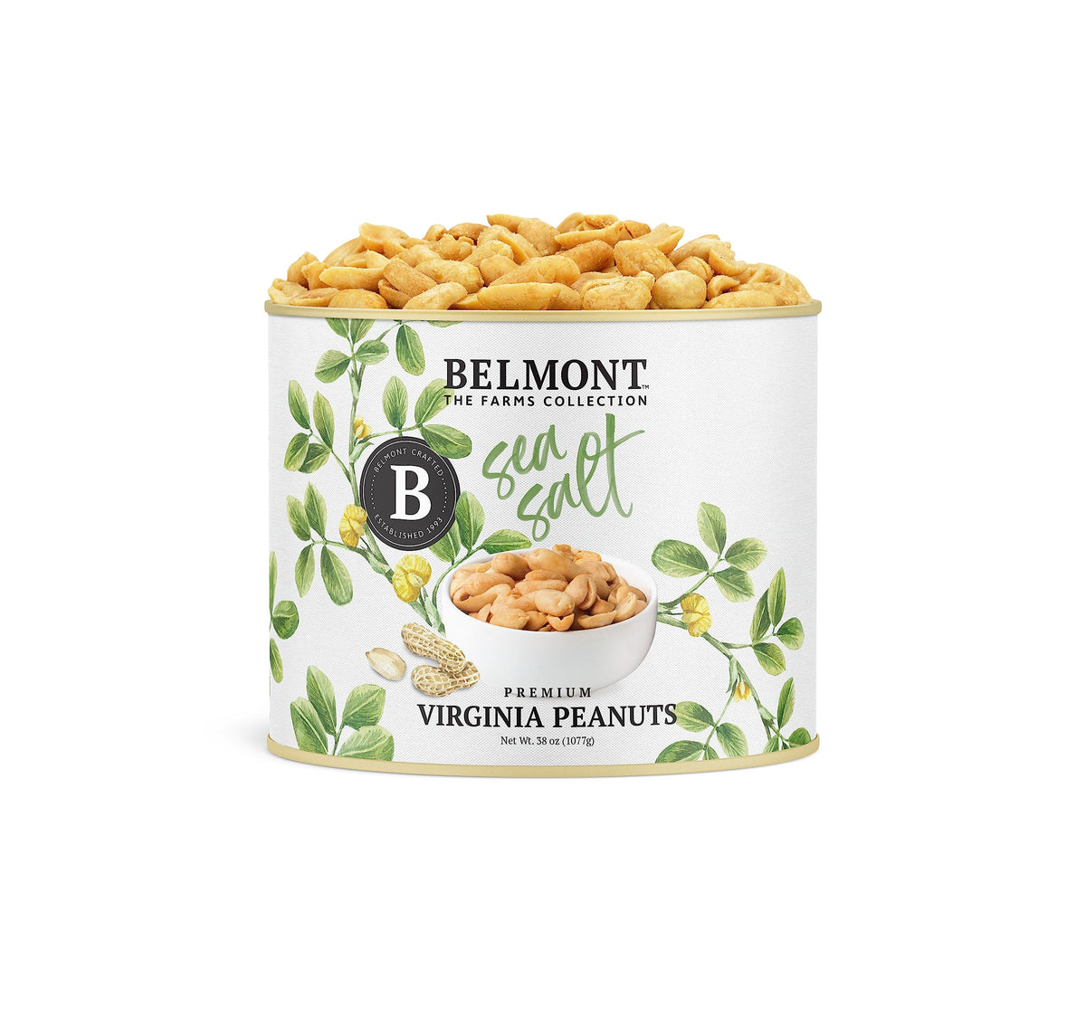 Belmont Peanuts Gourmet Sea Salt Virginia Peanuts, 38 oz – 3 Ingredients, No Preservatives, 7g Protein