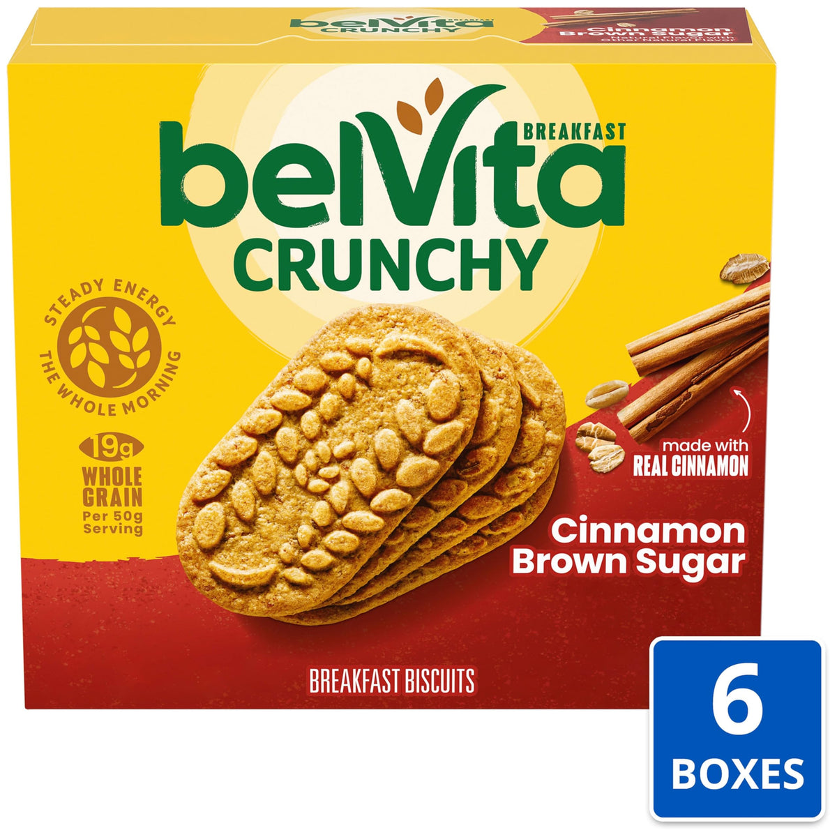 Belvita Cinnamon Brown Sugar Breakfast Biscuits – 30 Packs (6 Boxes)