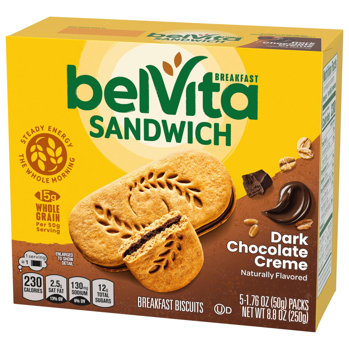Belvita Breakfast Bar Biscuit Sandwiches Dark Chocolate Creme – 30 Packs (6 Boxes) | belVita