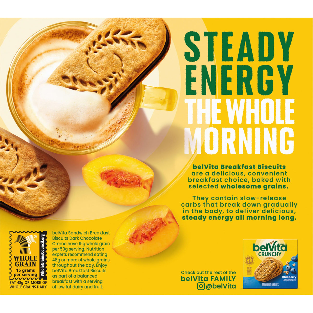 Belvita Breakfast Bar Biscuit Sandwiches Dark Chocolate Creme – 30 Packs (6 Boxes) | belVita