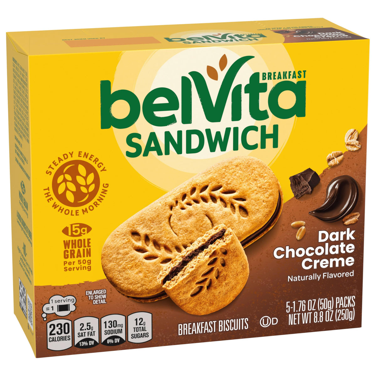 Belvita Breakfast Bar Biscuit Sandwiches Dark Chocolate Creme – 30 Packs (6 Boxes) | belVita