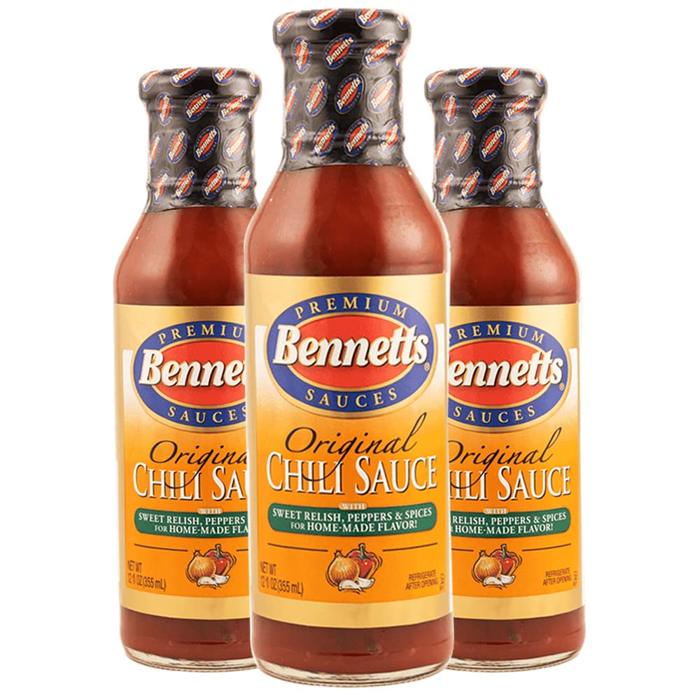 Bennett's Original Chili Sauce – 12oz Bottle, Pack of 3 | Classic Sweet & Spicy for Meatloaf, Burgers, and Grilling
