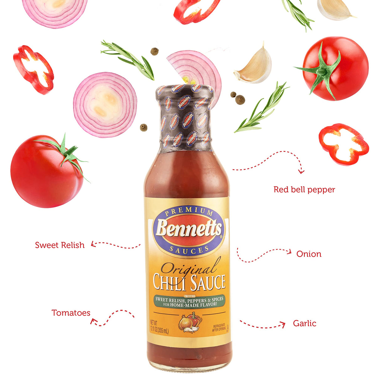 Bennett's Original Chili Sauce – 12oz Bottle, Pack of 3 | Classic Sweet & Spicy for Meatloaf, Burgers, and Grilling