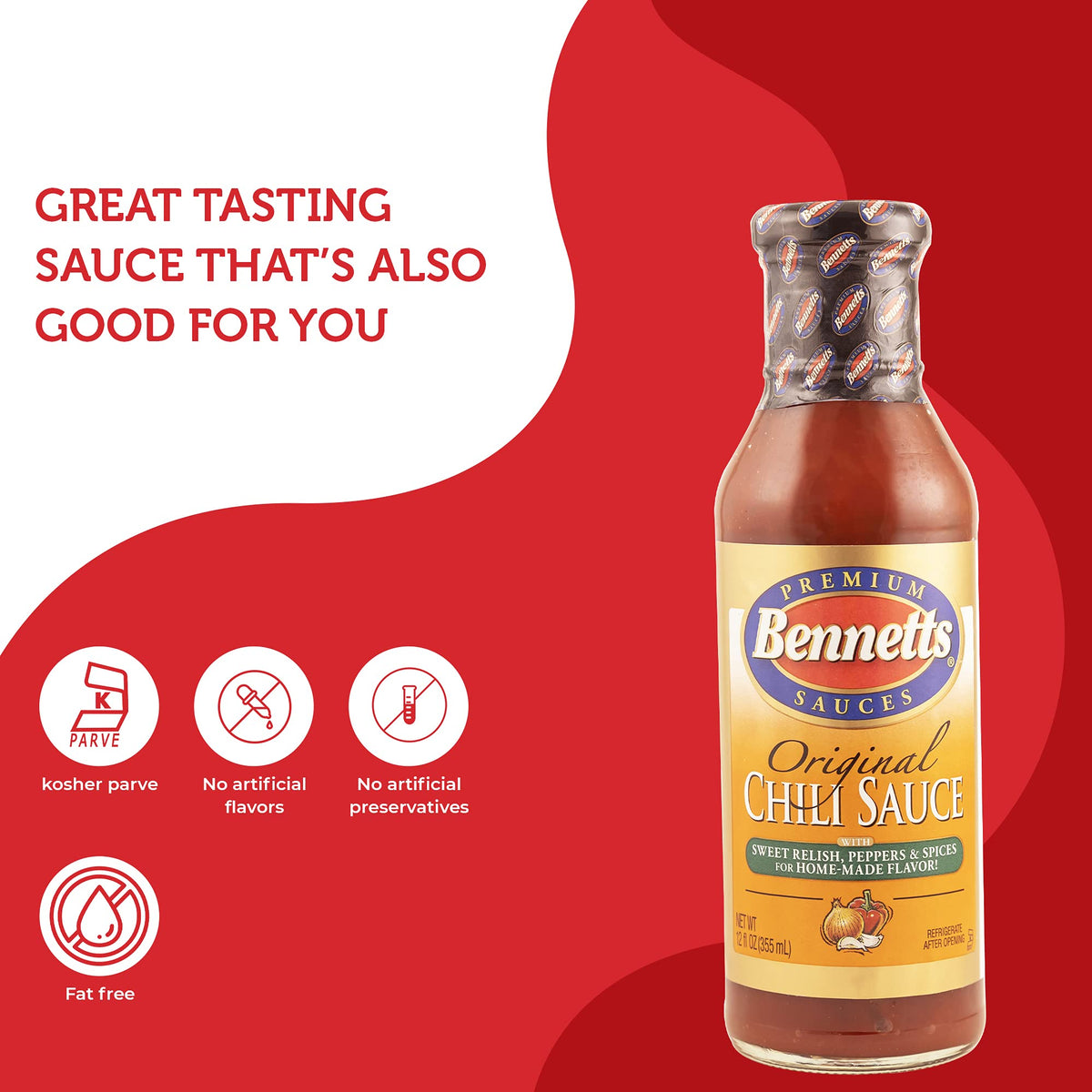 Bennett's Original Chili Sauce – 12oz Bottle, Pack of 3 | Classic Sweet & Spicy for Meatloaf, Burgers, and Grilling