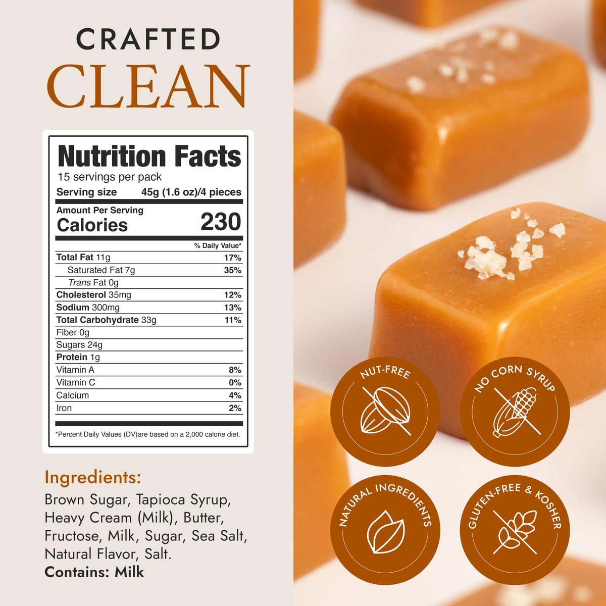 Béquet Celtic Sea Salt Caramels – Soft Gluten-Free Kosher Gourmet Caramel in 24 oz Resealable Pouch