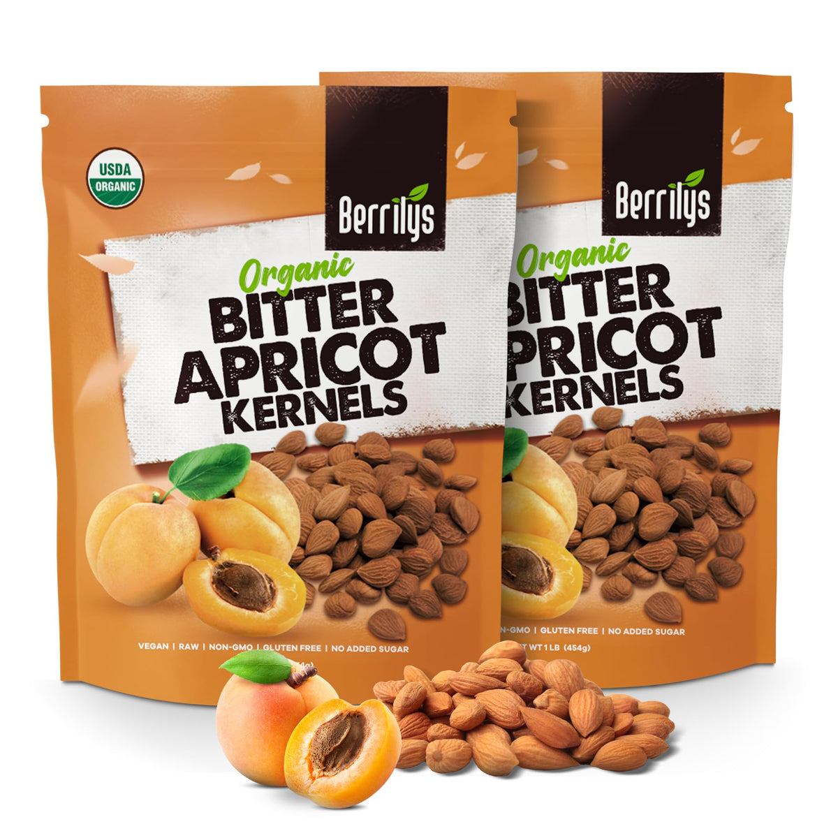 Berrilys Organic Bitter Apricot Kernels – USDA Organic, Non-GMO, 16 oz