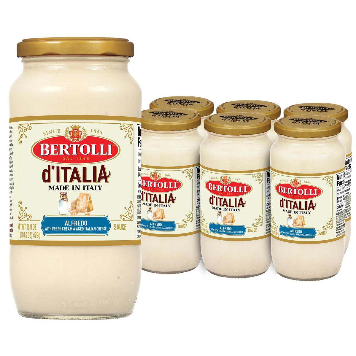 Bertolli d'Italia Alfredo Sauce - Made in Italy, 16.9 oz (Pack of 6)