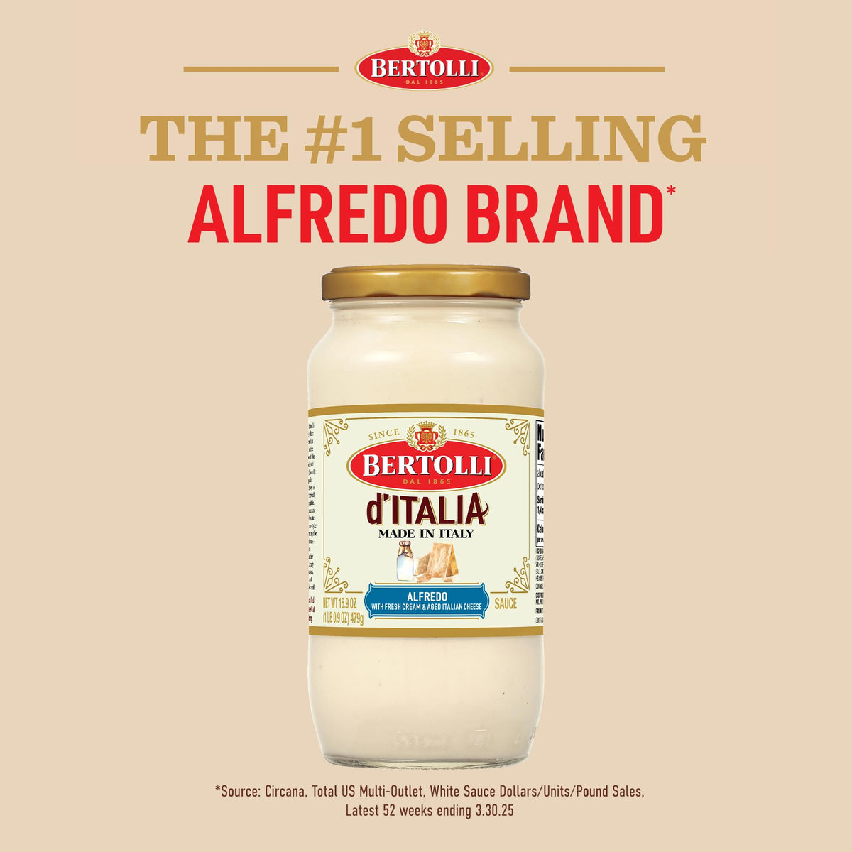 Bertolli d'Italia Alfredo Sauce - Made in Italy, 16.9 oz (Pack of 6)
