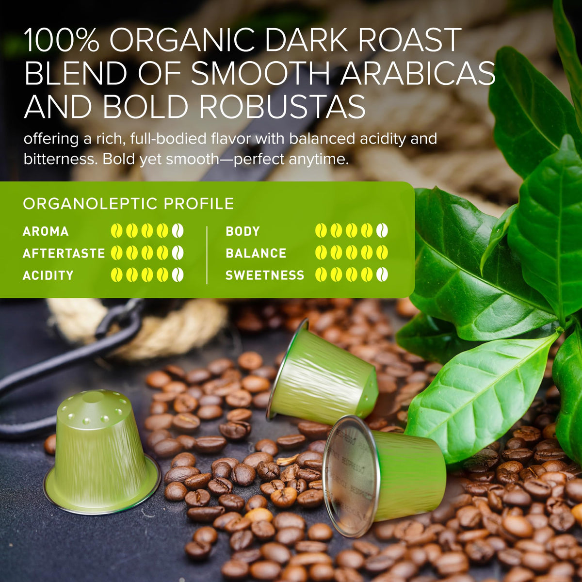 Bestpresso Organic USDA Coffee Pods for Nespresso Original Machines | 120 Pack, Naturally Balanced
