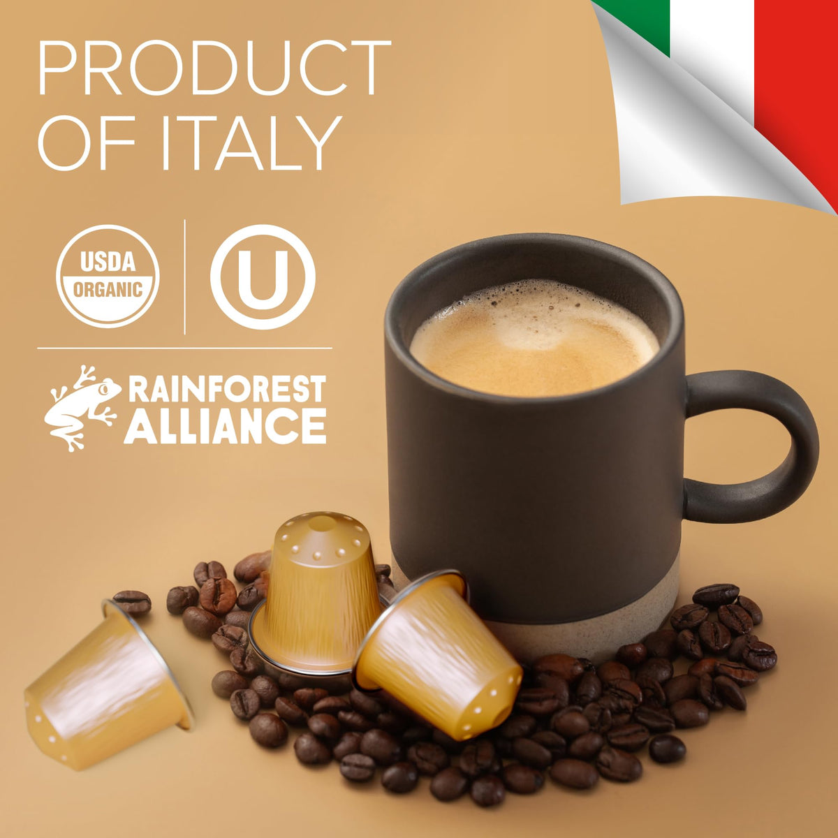 Bestpresso Organic USDA Coffee Pods for Nespresso Original Machines – 120 Count, Naturally Strong
