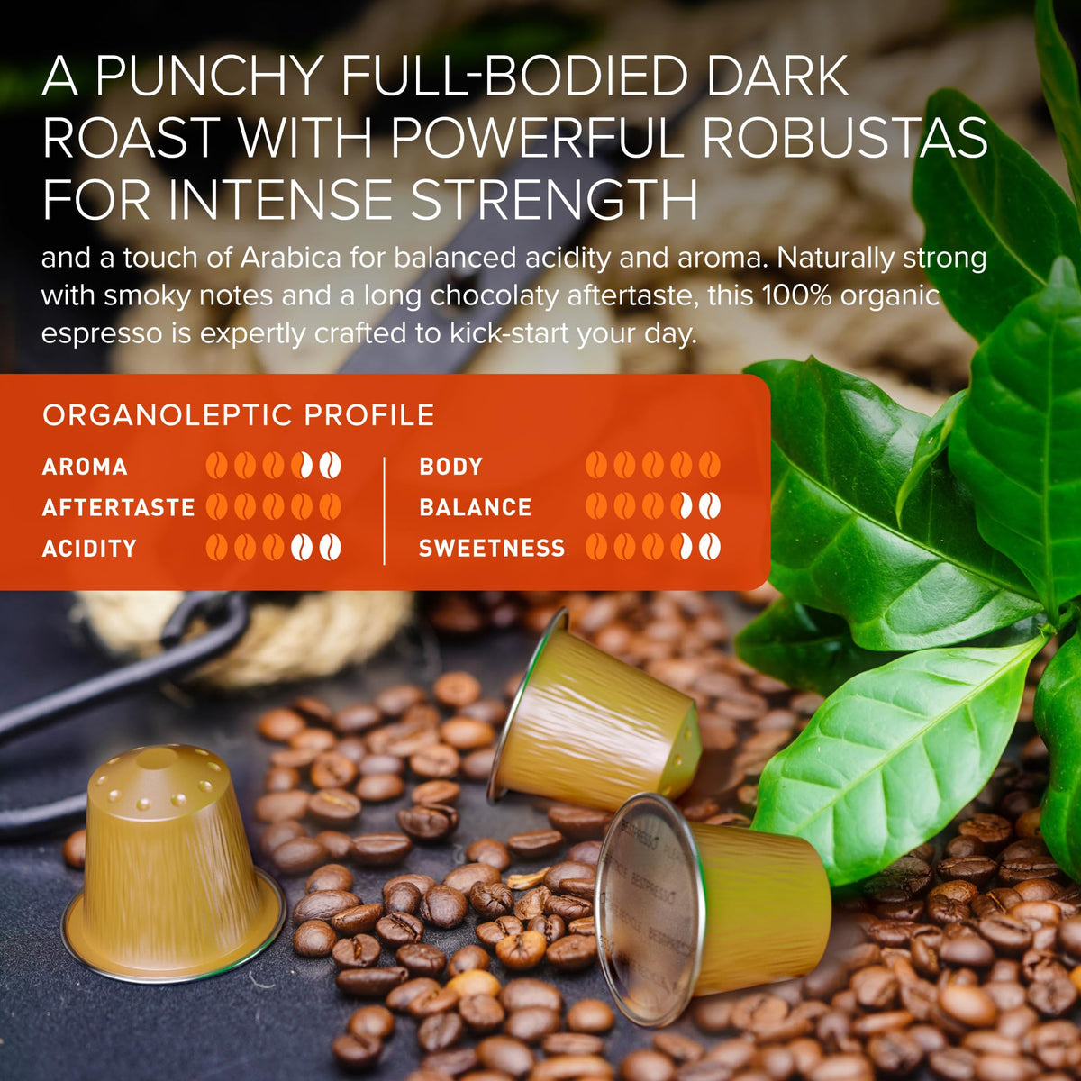 Bestpresso Organic USDA Coffee Pods for Nespresso Original Machines – 120 Count, Naturally Strong