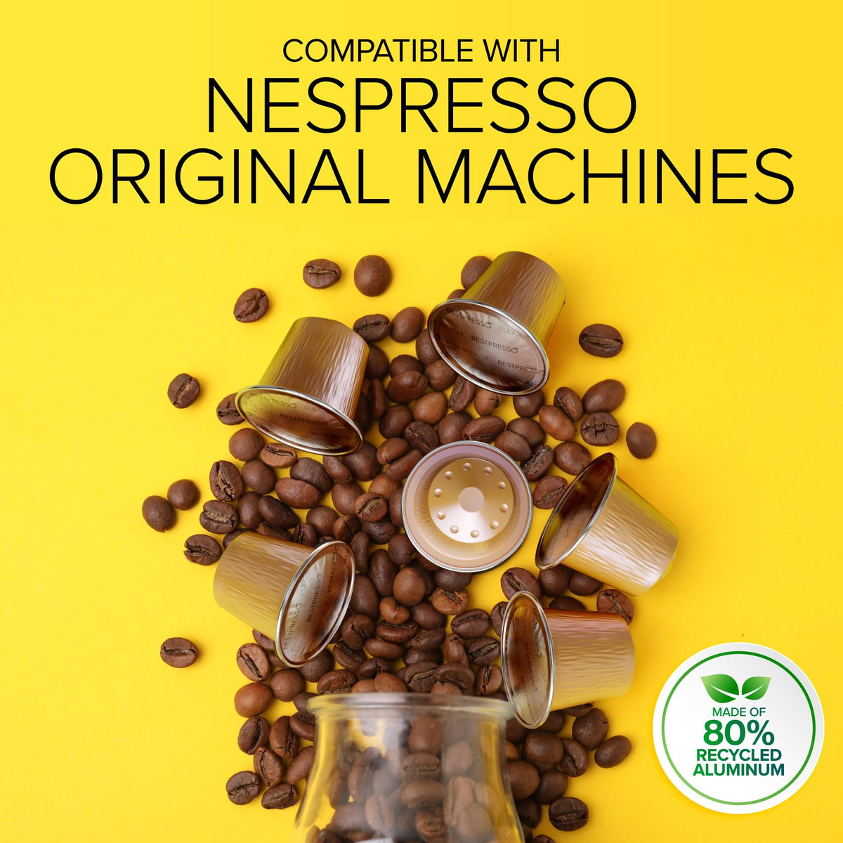 Bestpresso Organic USDA Coffee Pods for Nespresso Original Machines – 120 Count, Naturally Strong