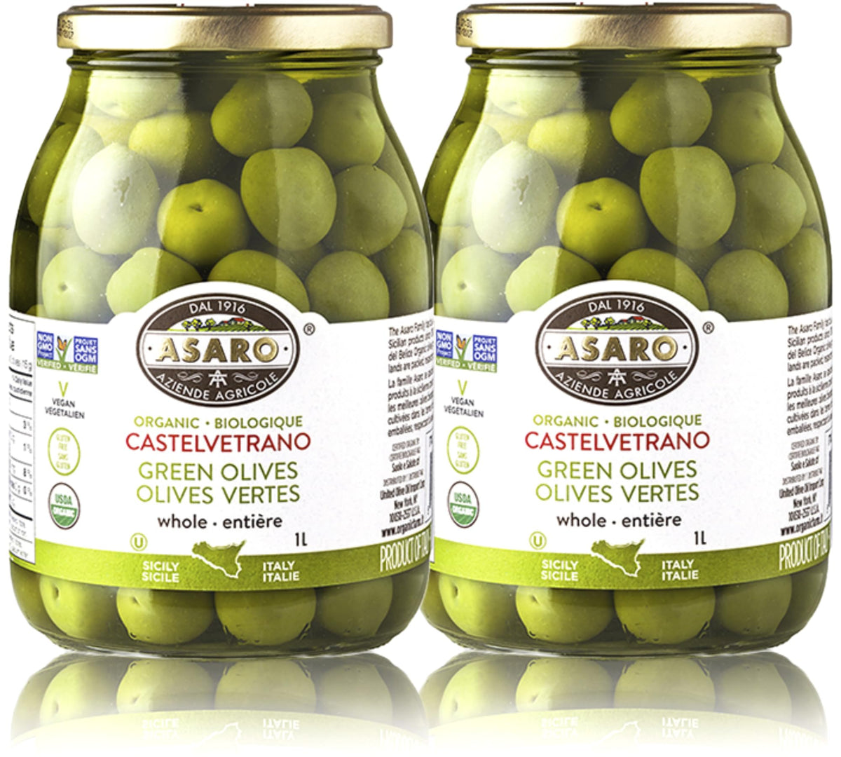BETRULIGHT Organic Castelvetrano Green Pitted Olives – 19 oz Jar Pack of 2 | GMO Free, Gluten Free
