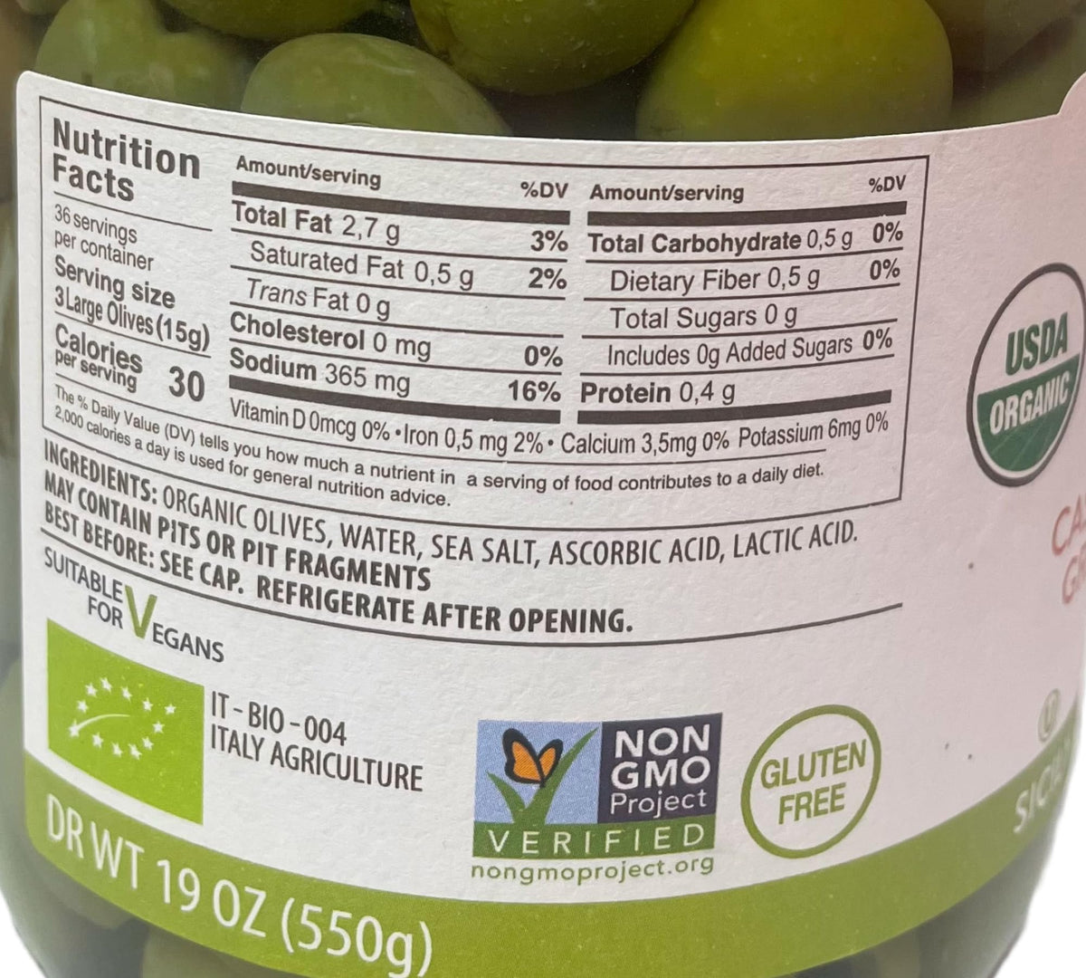 BETRULIGHT Organic Castelvetrano Green Pitted Olives – 19 oz Jar Pack of 2 | GMO Free, Gluten Free