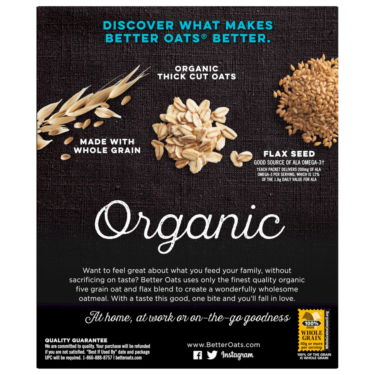 Better Oats Bare Organic Multigrain Hot Cereal Packets – Hearty Instant Oatmeal, USDA Organic, 6 Boxes of 8 Pouches