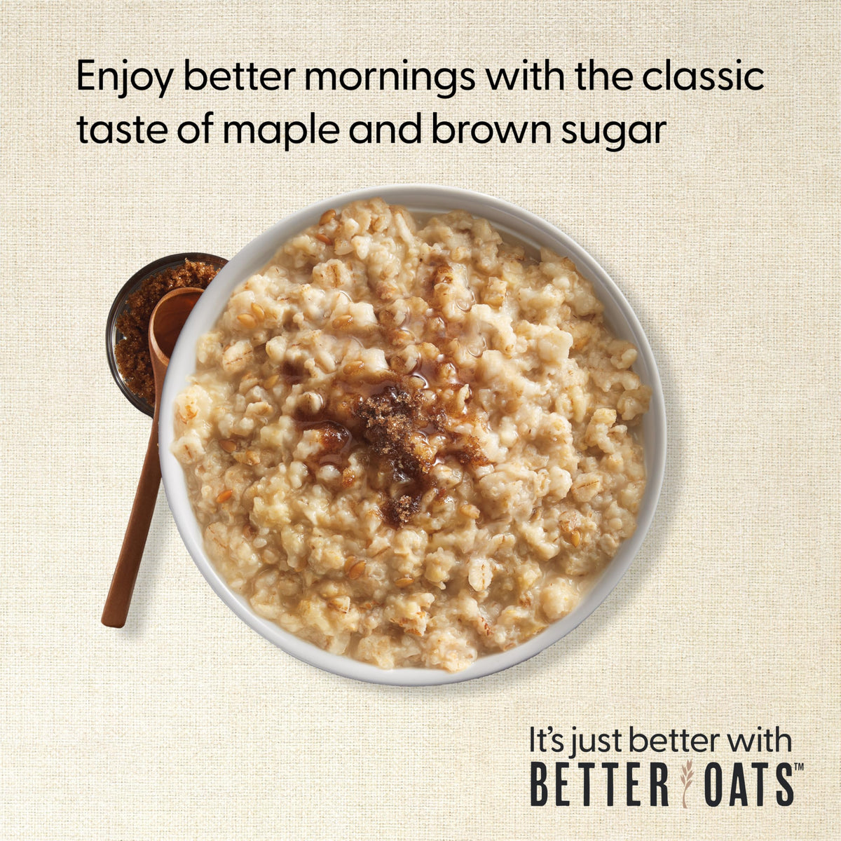 Better Oats 100 Calorie Maple & Brown Sugar Oatmeal Packets — 6 Boxes, 10 Pouches Each | Quick 90-Second Oats with Flax Seeds