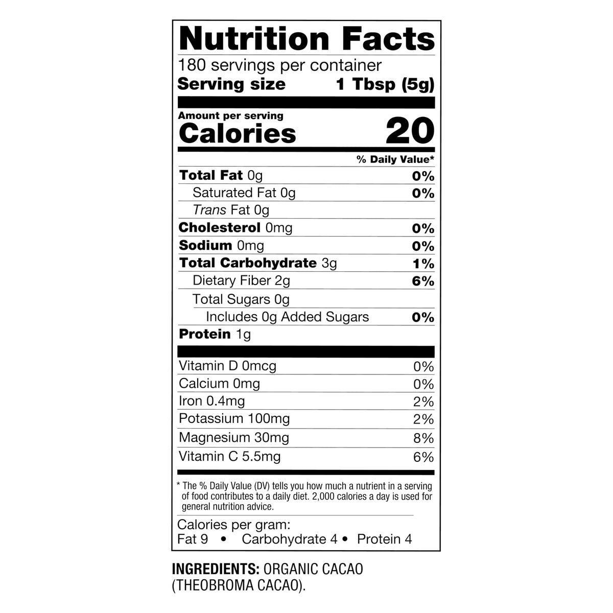BetterBody Foods Organic Cacao Powder, Unsweetened – 32 oz, Non-GMO, Gluten-Free