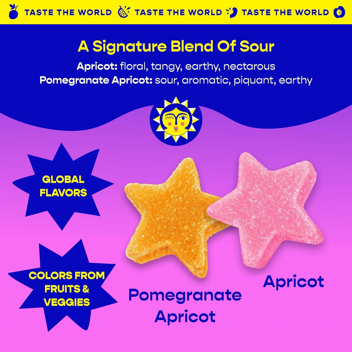 Better Sour Variety Pack: Guava Calamansi, Pomegranate Apricot & Passion Fruit Sour Gummy Stars – Vegan, Gluten-Free