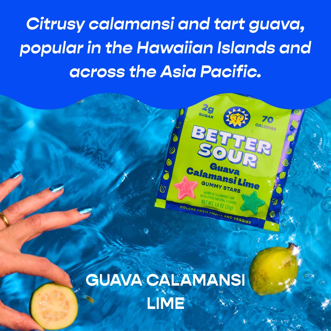 Better Sour Guava Calamansi Lime Gummy Stars – Gluten-Free Vegan Fiber Gummies (Pack of 10)