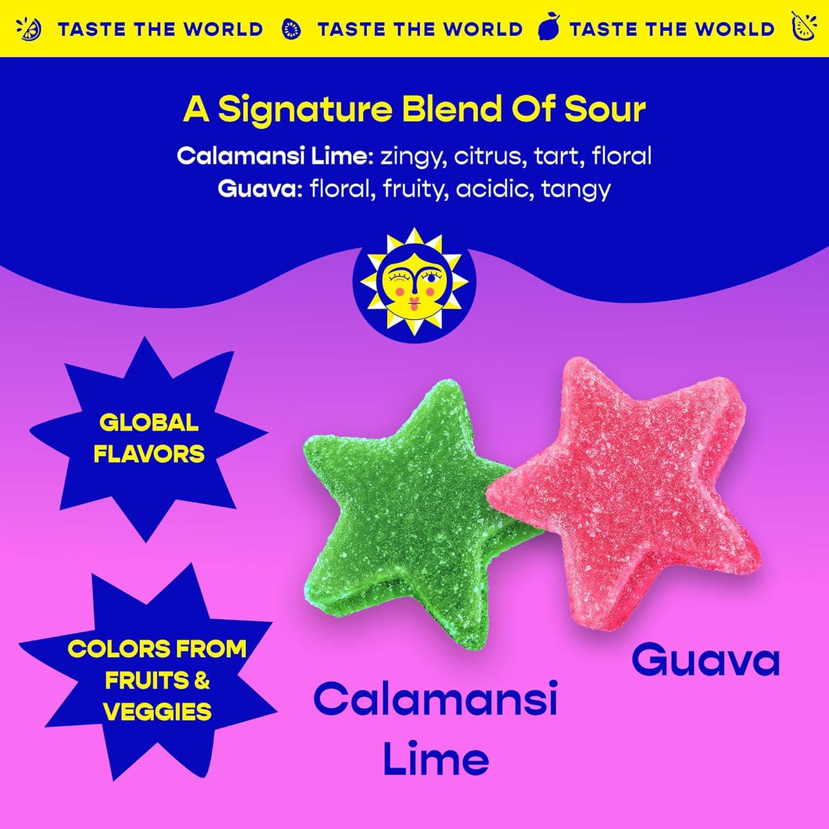 Better Sour Variety Pack: Guava Calamansi, Pomegranate Apricot & Passion Fruit Sour Gummy Stars – Vegan, Gluten-Free
