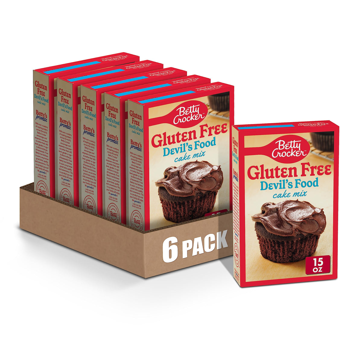 Betty Crocker Gluten Free Devil's Food Cake Mix – 15 oz (Pack of 6)