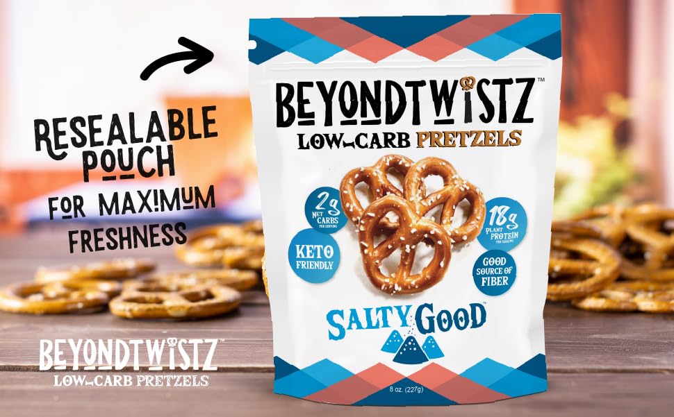 BeyondTwistz Low Carb Pretzels – Cheezy Street | 2g Net Carbs, 18g Protein | HealthSense Flour (Pack of 3)