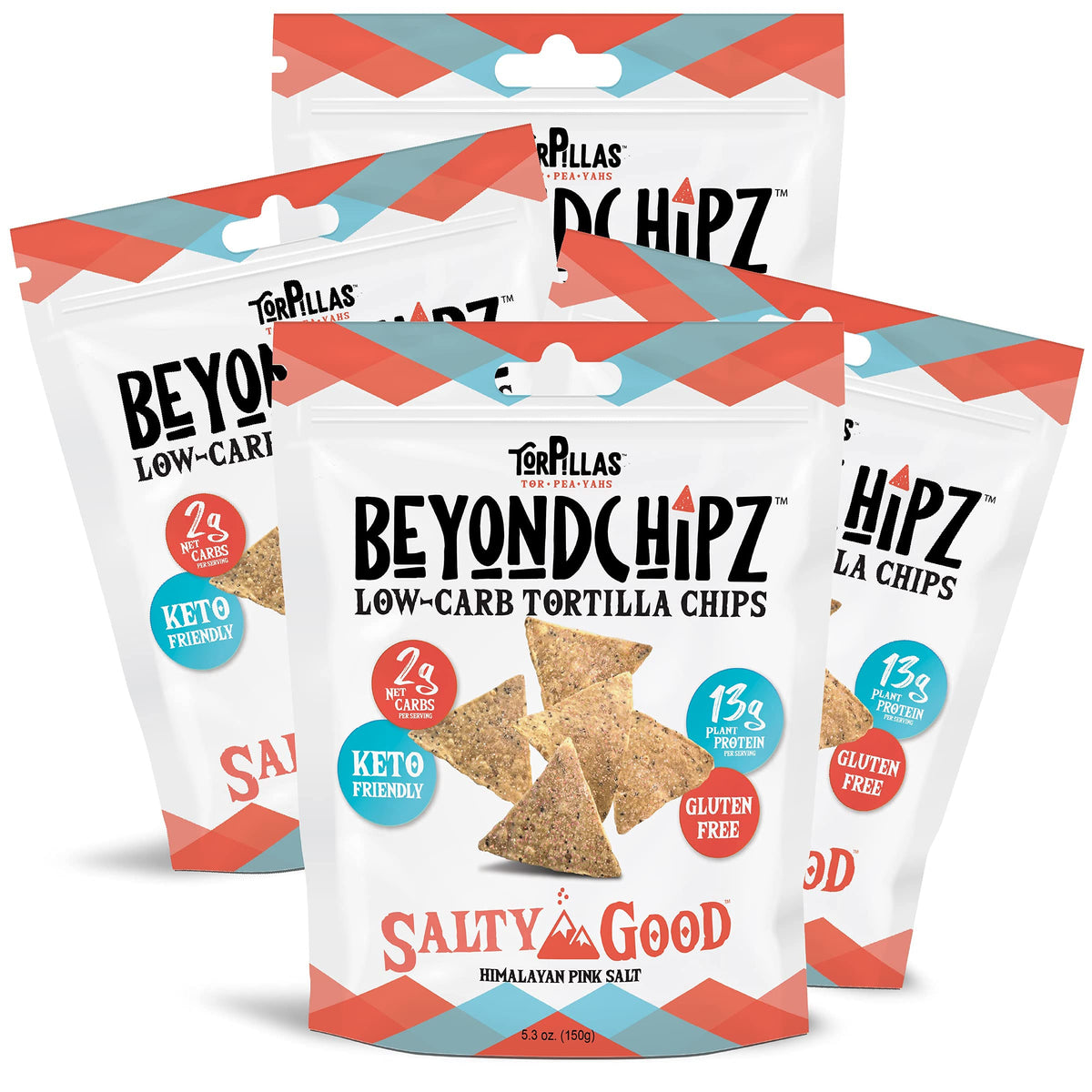 BeyondChipz Low Carb Tortilla Chips – Keto & Gluten Free, 5.3oz Bag, Pack of 4