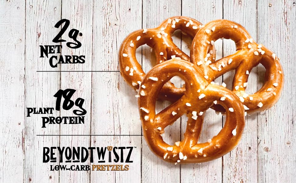 BeyondTwistz Low Carb Pretzels – 2g Net Carbs, 18g Plant-Based Protein, HealthSense Flour, 3-Pack