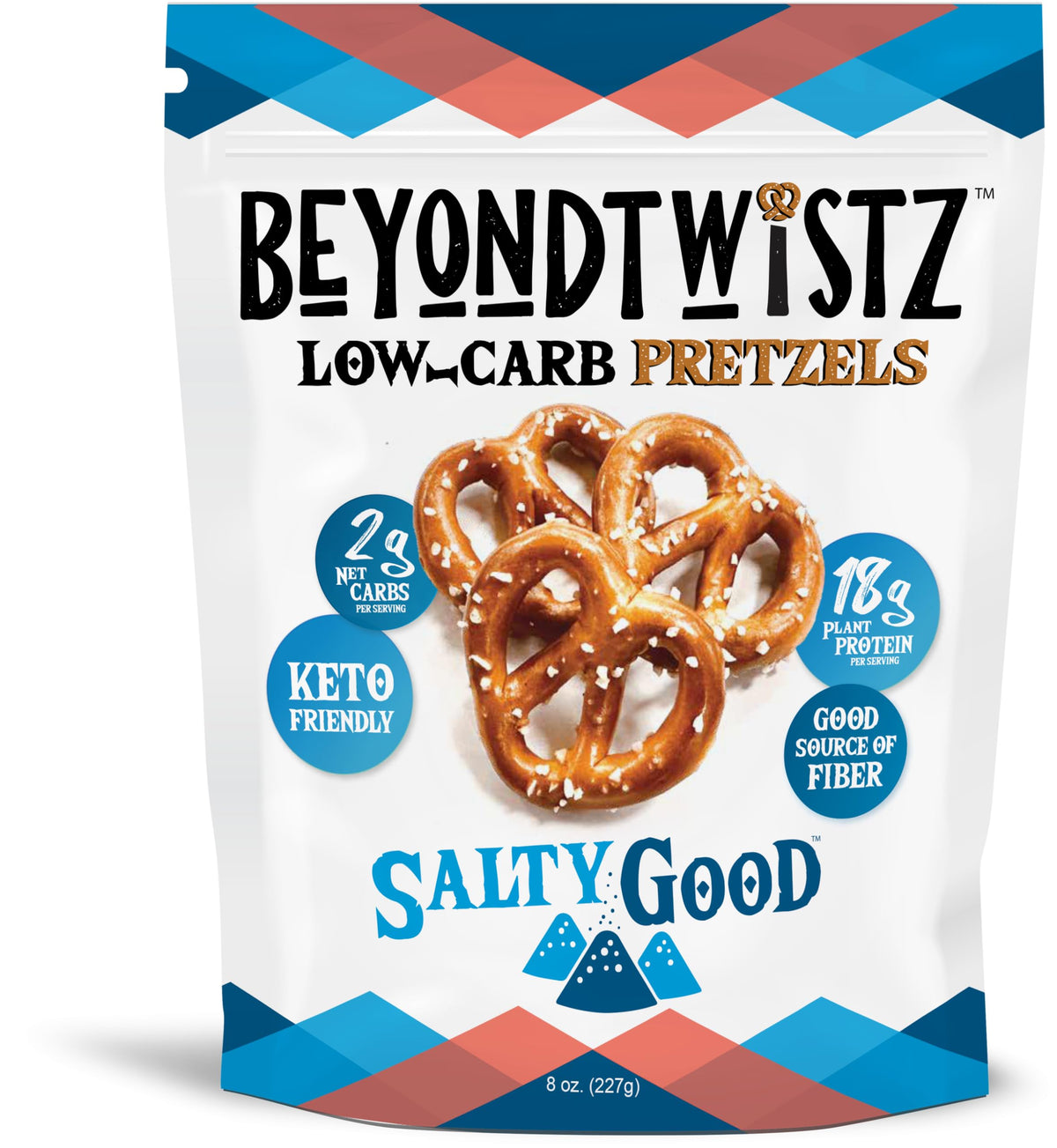 BeyondTwistz Low Carb Pretzels – 2g Net Carbs, 18g Plant-Based Protein, HealthSense Flour, 3-Pack